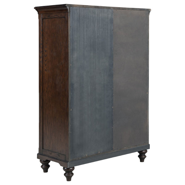 English Elm Berwick Six Drawer Chest with Glass Cabinet Door Oak Veneer Bedroom Storage B062P507844