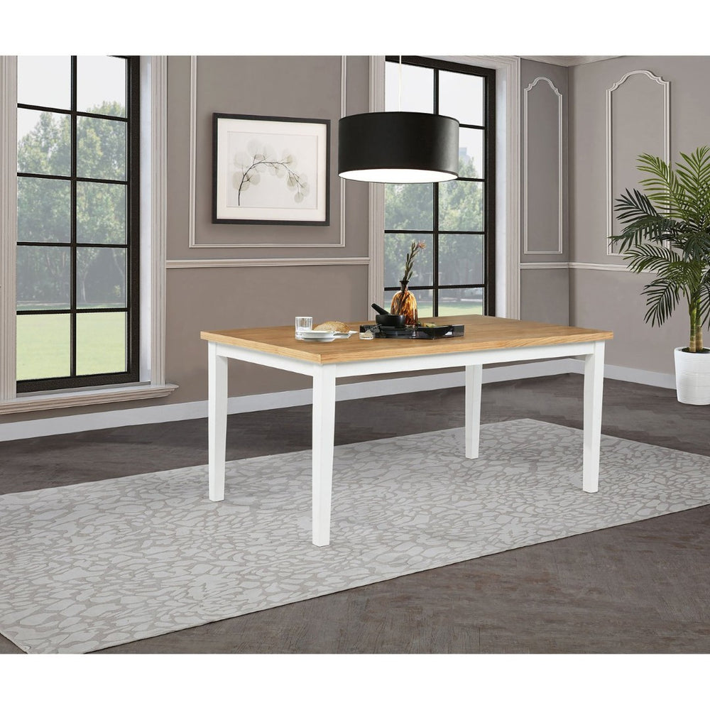 English Elm Calloway Ash Veneer Rectangular Dining Table Seats Six with White Tapered Legs B062P507846