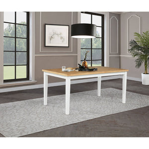 English Elm Calloway Ash Veneer Rectangular Dining Table Seats Six with White Tapered Legs B062P507846