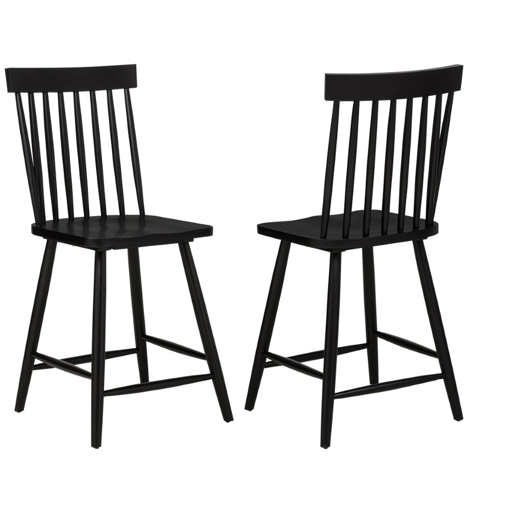 English Elm Waverly Windsor Spindle Back Counter Chairs Solid Wood Farmhouse Kitchen Set of Two Black B062P507870
