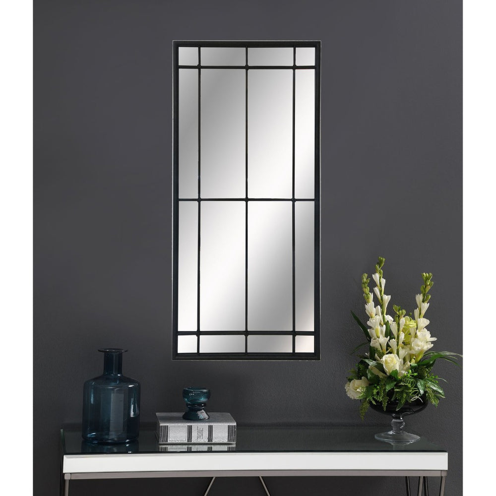 English Elm Harvik Tall Windowpane Grid Floor Mirror with Black Metal Frame for Entryway B062P507880