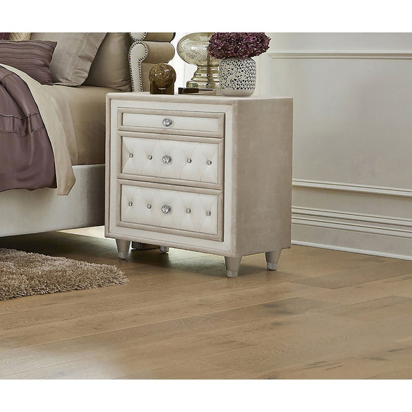 English Elm Williams Velvet Upholstered 3 Drawer Nightstand with Tufted Glam Bedroom Appeal B062P509608