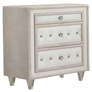 English Elm Williams Velvet Upholstered 3 Drawer Nightstand with Tufted Glam Bedroom Appeal B062P509608