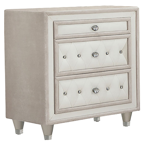 English Elm Williams Velvet Upholstered 3 Drawer Nightstand with Tufted Glam Bedroom Appeal B062P509608