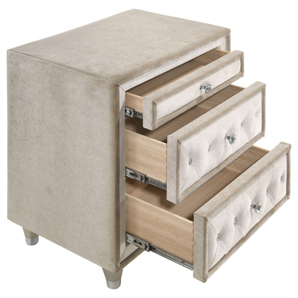 English Elm Williams Velvet Upholstered 3 Drawer Nightstand with Tufted Glam Bedroom Appeal B062P509608