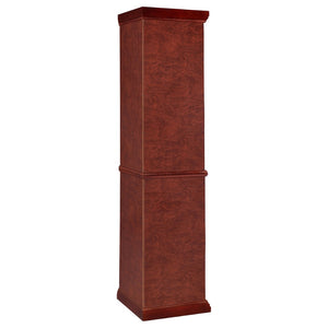 English Elm Jacob Corner Curio Cabinet with Mirrored Back and Six Glass Shelves in Warm Brown B062P509611