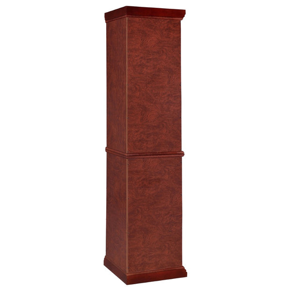 English Elm Jacob Corner Curio Cabinet with Mirrored Back and Six Glass Shelves in Warm Brown B062P509611