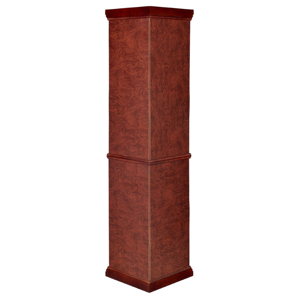 English Elm Jacob Corner Curio Cabinet with Mirrored Back and Six Glass Shelves in Warm Brown B062P509611