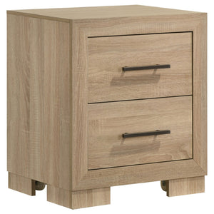 English Elm Merritt Two Drawer Nightstand with Oak Finish Antique Nickel Pulls for Modern Bedrooms B062P509614