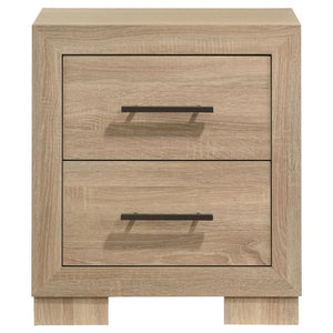 English Elm Merritt Two Drawer Nightstand with Oak Finish Antique Nickel Pulls for Modern Bedrooms B062P509614