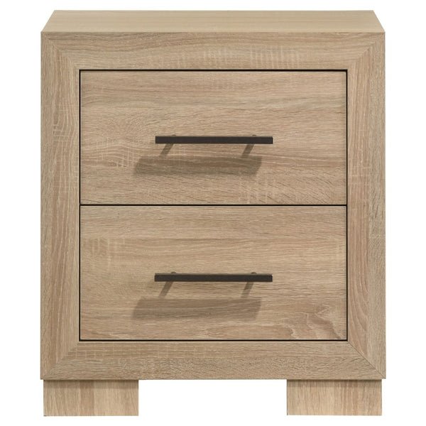 English Elm Merritt Two Drawer Nightstand with Oak Finish Antique Nickel Pulls for Modern Bedrooms B062P509614