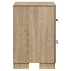 English Elm Merritt Two Drawer Nightstand with Oak Finish Antique Nickel Pulls for Modern Bedrooms B062P509614