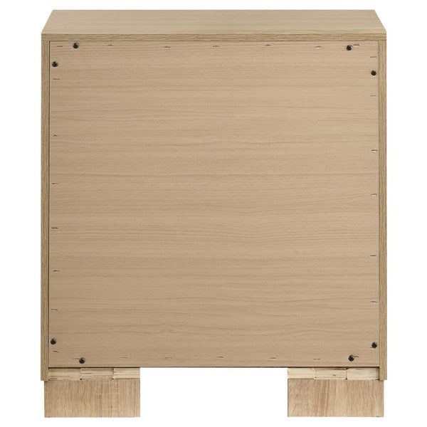 English Elm Merritt Two Drawer Nightstand with Oak Finish Antique Nickel Pulls for Modern Bedrooms B062P509614