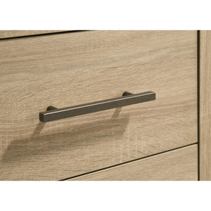 English Elm Merritt Two Drawer Nightstand with Oak Finish Antique Nickel Pulls for Modern Bedrooms B062P509614