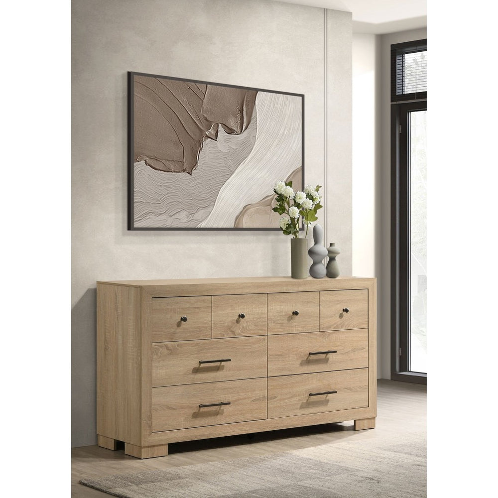 English Elm Merritt Six Drawer Oak Dresser with Dovetail Joinery and Antique Nickel Hardware B062P509615