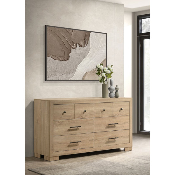 English Elm Merritt Six Drawer Oak Dresser with Dovetail Joinery and Antique Nickel Hardware B062P509615