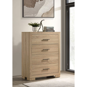 English Elm Merritt Four Drawer Chest with Light Oak Finish and Antique Nickel Hardware Bedroom Storage B062P509618