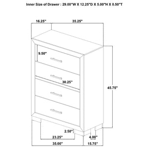 English Elm Merritt Four Drawer Chest with Light Oak Finish and Antique Nickel Hardware Bedroom Storage B062P509618