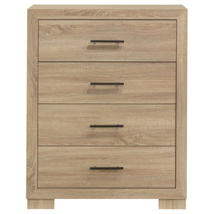 English Elm Merritt Four Drawer Chest with Light Oak Finish and Antique Nickel Hardware Bedroom Storage B062P509618