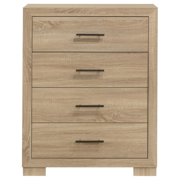 English Elm Merritt Four Drawer Chest with Light Oak Finish and Antique Nickel Hardware Bedroom Storage B062P509618