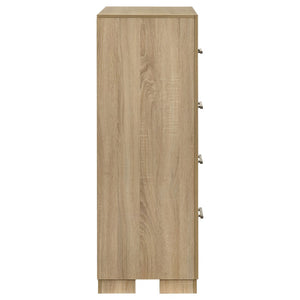 English Elm Merritt Four Drawer Chest with Light Oak Finish and Antique Nickel Hardware Bedroom Storage B062P509618