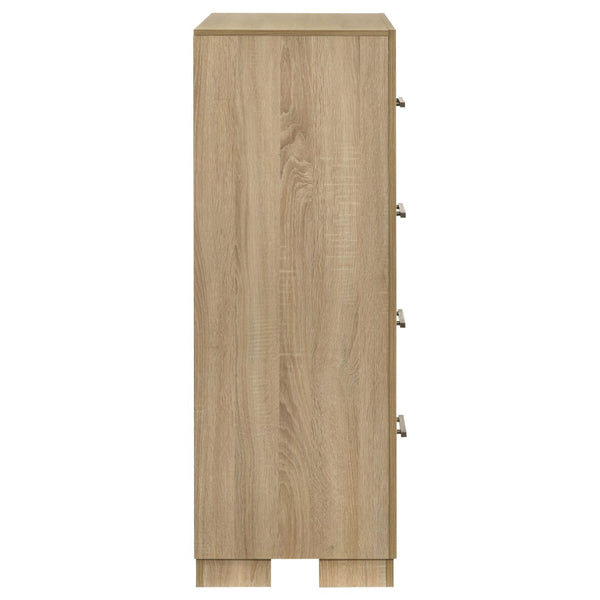 English Elm Merritt Four Drawer Chest with Light Oak Finish and Antique Nickel Hardware Bedroom Storage B062P509618