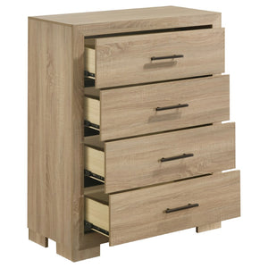 English Elm Merritt Four Drawer Chest with Light Oak Finish and Antique Nickel Hardware Bedroom Storage B062P509618