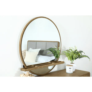 English Elm Benson Round Rubberwood Dresser Mirror with Sand Wash Finish for Modern Bedrooms B062P509647