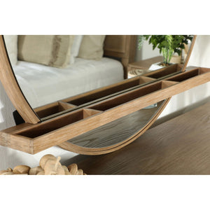 English Elm Benson Round Rubberwood Dresser Mirror with Sand Wash Finish for Modern Bedrooms B062P509647