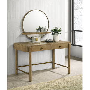 English Elm Benson Sand Wash Vanity Desk with Ash Veneer Brass Knobs and Slim Metal Legs B062P509648