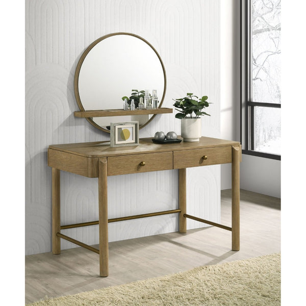 English Elm Benson Sand Wash Vanity Desk with Ash Veneer Brass Knobs and Slim Metal Legs B062P509648