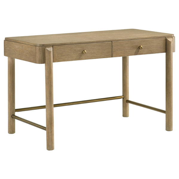 English Elm Benson Sand Wash Vanity Desk with Ash Veneer Brass Knobs and Slim Metal Legs B062P509648