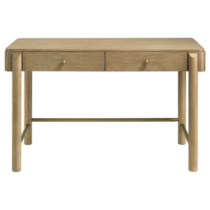 English Elm Benson Sand Wash Vanity Desk with Ash Veneer Brass Knobs and Slim Metal Legs B062P509648