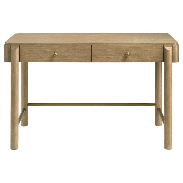 English Elm Benson Sand Wash Vanity Desk with Ash Veneer Brass Knobs and Slim Metal Legs B062P509648