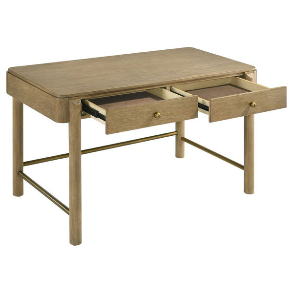 English Elm Benson Sand Wash Vanity Desk with Ash Veneer Brass Knobs and Slim Metal Legs B062P509648