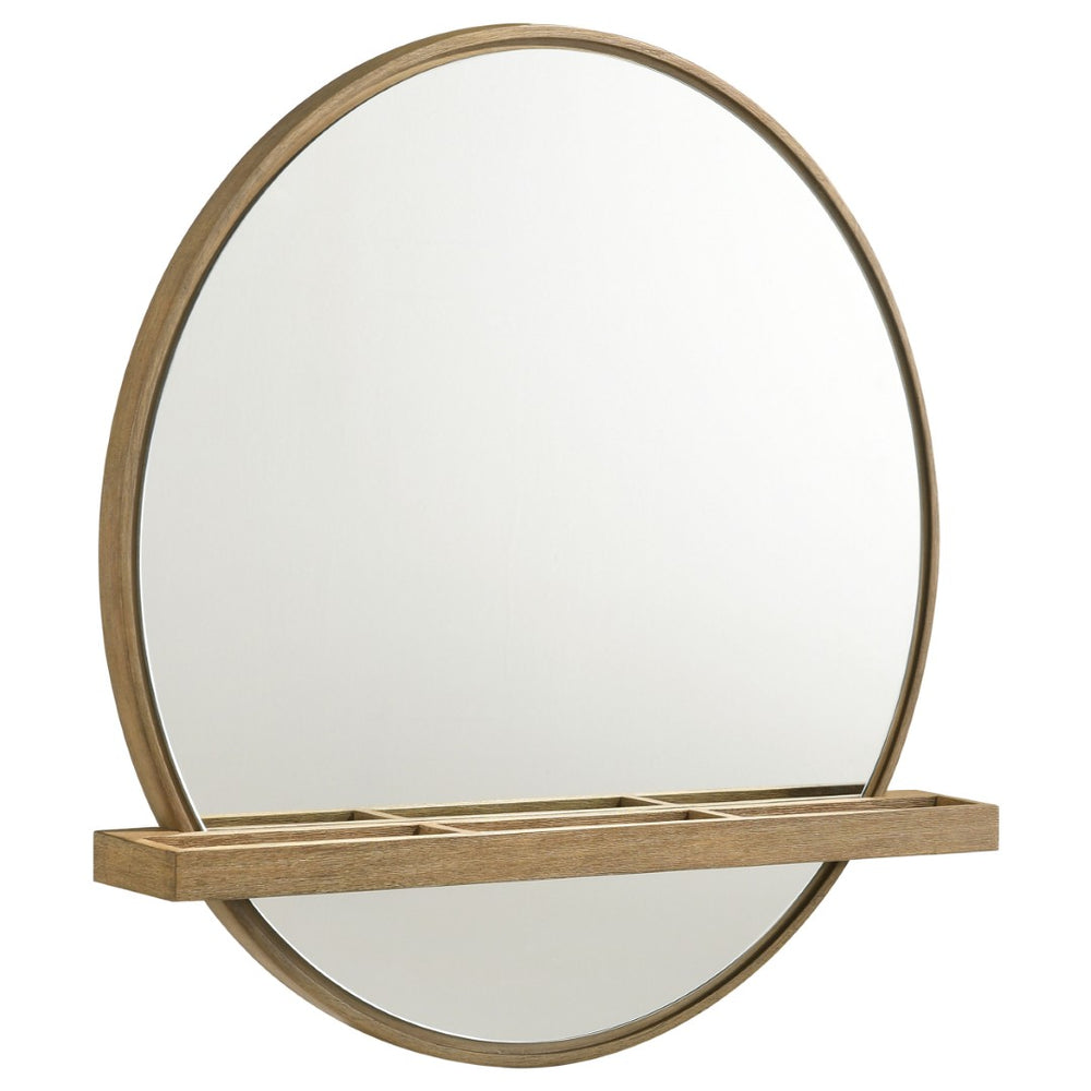 English Elm Benson Sand Wash Round Wall Mirror with Integrated Shelf for Vanity Decor B062P509649