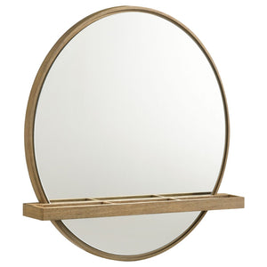 English Elm Benson Sand Wash Round Wall Mirror with Integrated Shelf for Vanity Decor B062P509649
