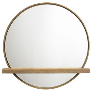 English Elm Benson Sand Wash Round Wall Mirror with Integrated Shelf for Vanity Decor B062P509649