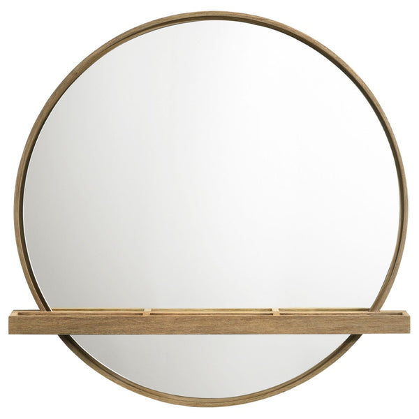 English Elm Benson Sand Wash Round Wall Mirror with Integrated Shelf for Vanity Decor B062P509649