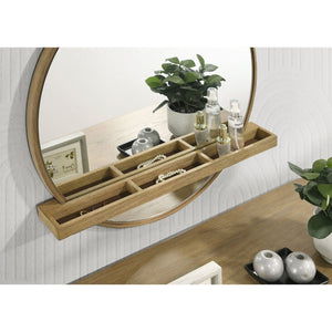 English Elm Benson Sand Wash Round Wall Mirror with Integrated Shelf for Vanity Decor B062P509649