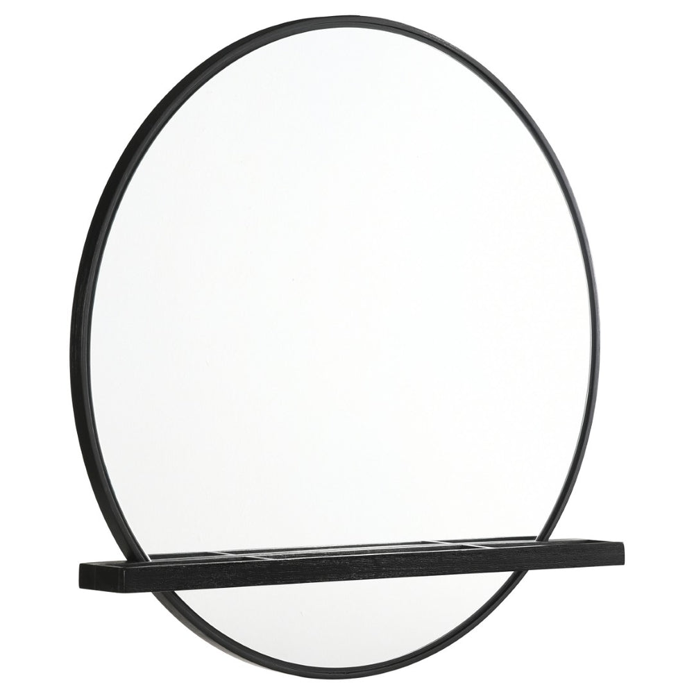English Elm Benson Round Matte Black Rubberwood Dresser Mirror for Modern Bedroom Decor B062P509652