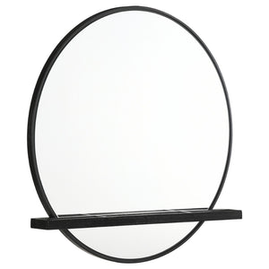English Elm Benson Round Matte Black Rubberwood Dresser Mirror for Modern Bedroom Decor B062P509652