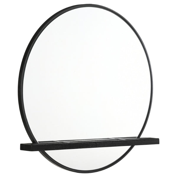 English Elm Benson Round Matte Black Rubberwood Dresser Mirror for Modern Bedroom Decor B062P509652