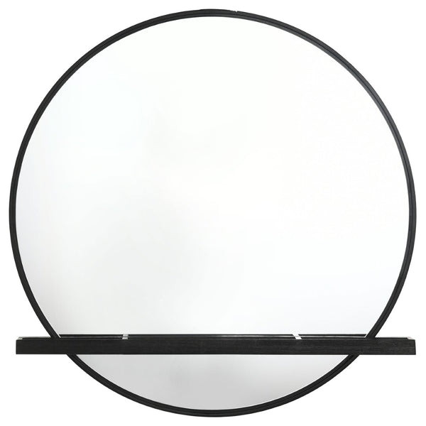 English Elm Benson Round Matte Black Rubberwood Dresser Mirror for Modern Bedroom Decor B062P509652