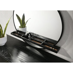 English Elm Benson Round Matte Black Rubberwood Dresser Mirror for Modern Bedroom Decor B062P509652