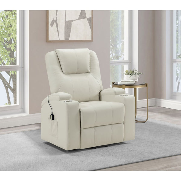English Elm Macklin Faux Leather Power Lift Recliner with Heat Massage and Ergonomic Lumbar Support Ivory B062P509654
