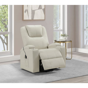 English Elm Macklin Faux Leather Power Lift Recliner with Heat Massage and Ergonomic Lumbar Support Ivory B062P509654