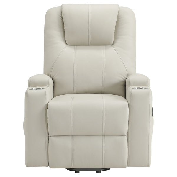 English Elm Macklin Faux Leather Power Lift Recliner with Heat Massage and Ergonomic Lumbar Support Ivory B062P509654