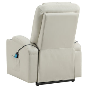 English Elm Macklin Faux Leather Power Lift Recliner with Heat Massage and Ergonomic Lumbar Support Ivory B062P509654