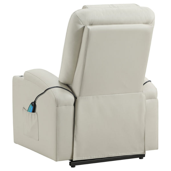 English Elm Macklin Faux Leather Power Lift Recliner with Heat Massage and Ergonomic Lumbar Support Ivory B062P509654